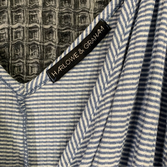 Harlowe & Graham Blue & White Stripe Women's Spaghetti Strap Bodysuit Large #929 - Picture 3 of 10